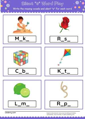 Complete the Words with Silent e