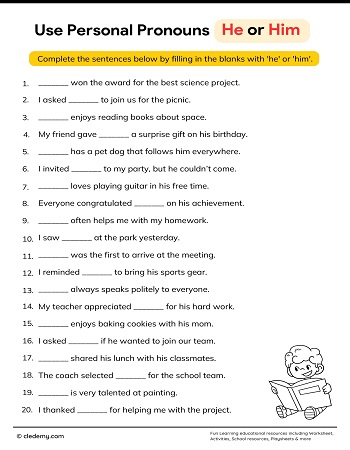 Choose the Correct Pronoun He or Him