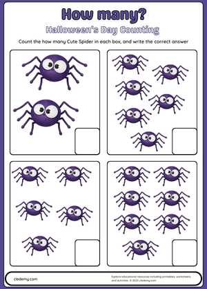 Count the Cute Halloween Spiders