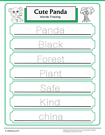 Cute Panda Trace the Words