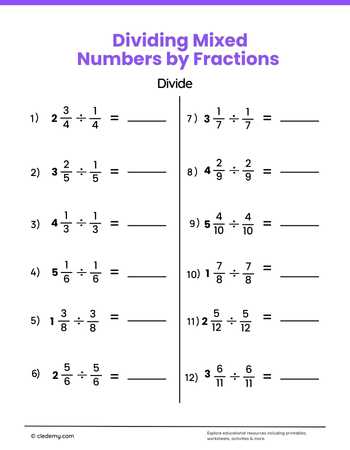 Dividing Mixed Numbers by Fractions