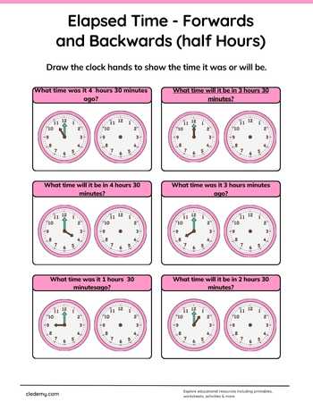 Elapsed Time Practice half Hours