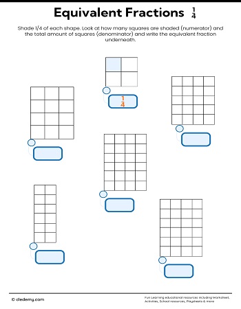 Equivalent Fractions 1/4