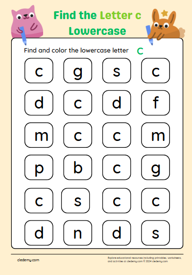 Find the Lowercase Letter c