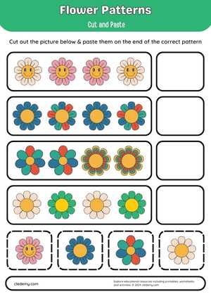 Flower Patterns Cut Paste and Complete