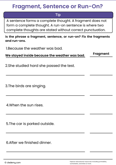 Fragment, Run-On or Sentence