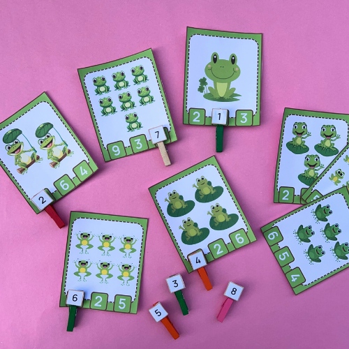 Frog counting clip card