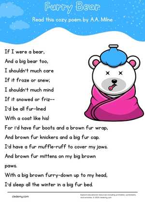 Furry Bear Winter Poem for Kids