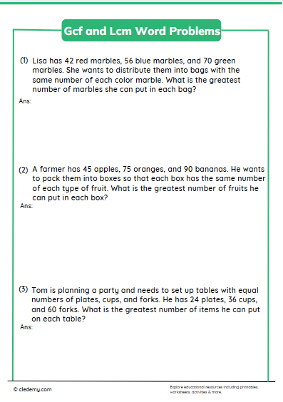 GCF and LCM Word Problems