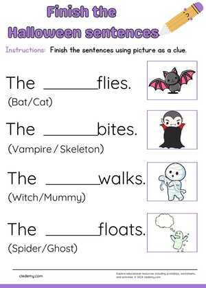 Halloween Picture Sentence Clues