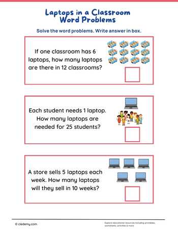 Laptops in A Classroom Word Problems