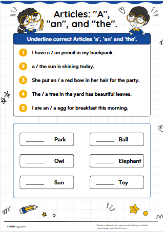 Learn Articles A, An and The