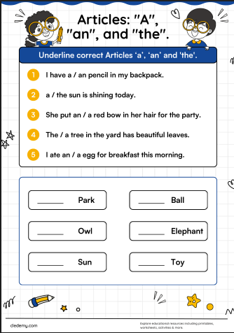 Learn Articles A, An and The