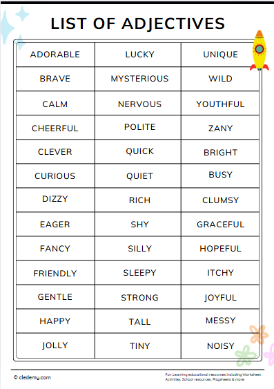 List of Adjectives