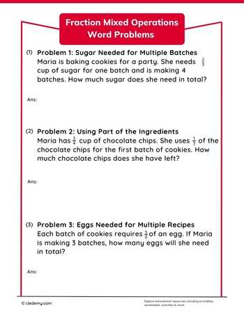 Fraction Mixed Operations Word Problems