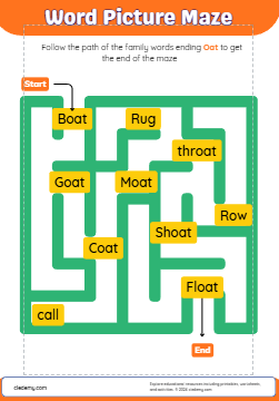 oat Word Family Maze