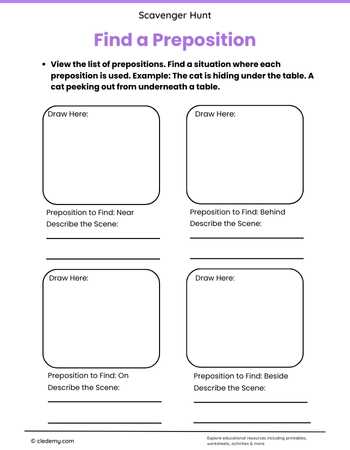 Preposition Scavenger Hunt