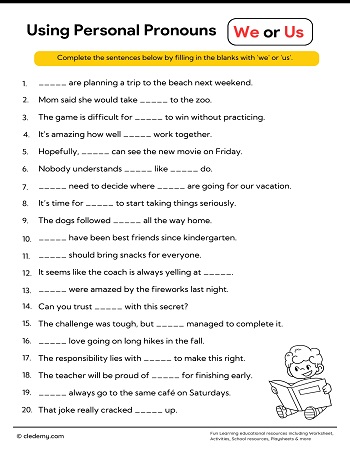 Learn Using Personal Pronouns We or Us