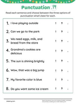 Choose the Correct Punctuation Mark
