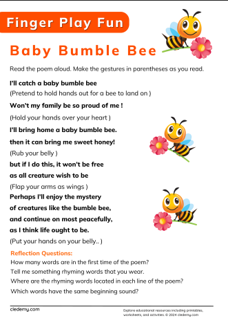 Reading and Rhyming: Baby Bumble Bee