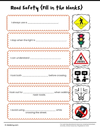 Road Safety Fill in The Blanks