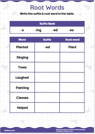 Root Words Practice