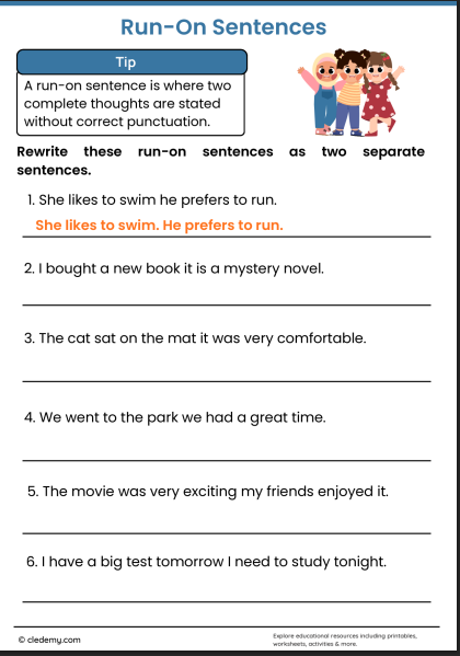 Run On Sentence Challenge
