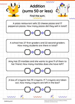 Solving Addition Problems up to 50