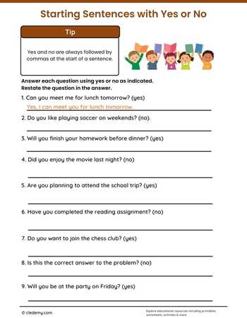 Starting Sentences with Yes or No