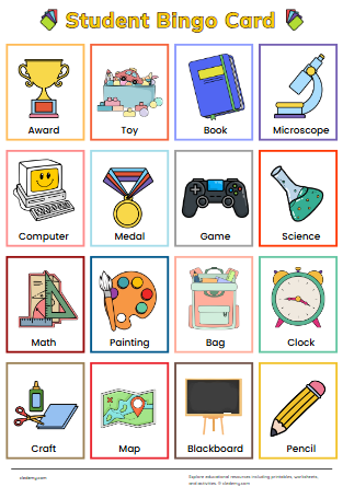 Student Bingo Card