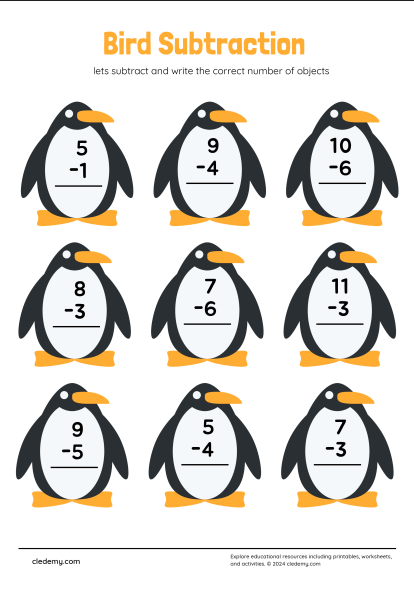 Subtracting Penguins: Math Practice