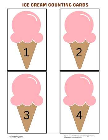 Ice Cream Counting Cards for Kids