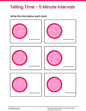 Telling Time - 5 Minute Intervals