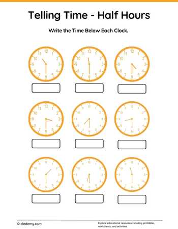 Telling Time - Half Hours