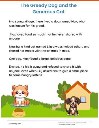 The Greedy Dog and the Generous Cat