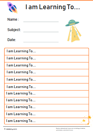 Themed Target and Achievement Sheets Space Themed I am