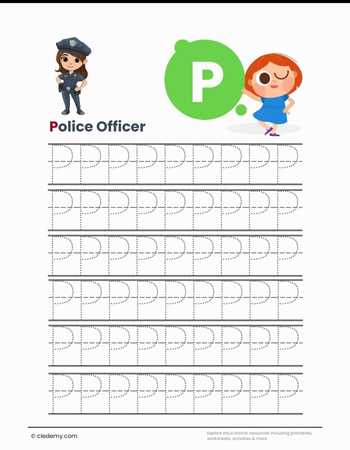 Trace Letter P with a Police Officer