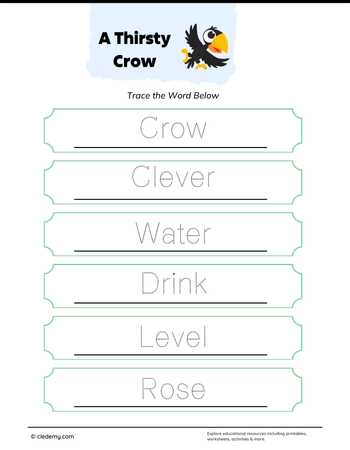 Trace the Word A Thirsty Crow