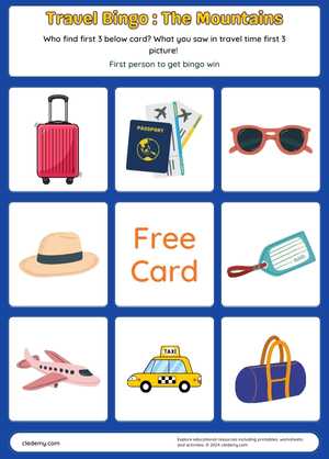 Fun Travel Bingo Game for Kids
