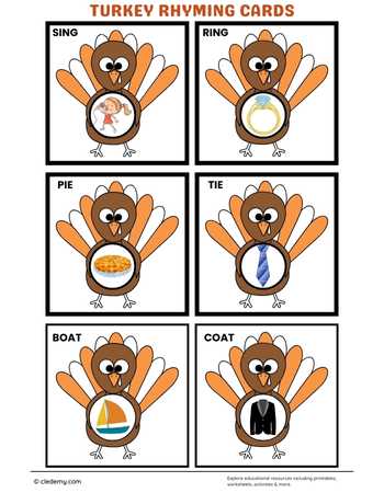 Turkey Rhyming Cards
