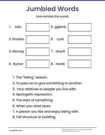 Unscramble the Jumbled Words