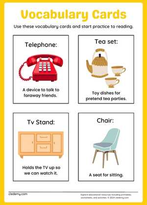Living Room Vocabulary Cards